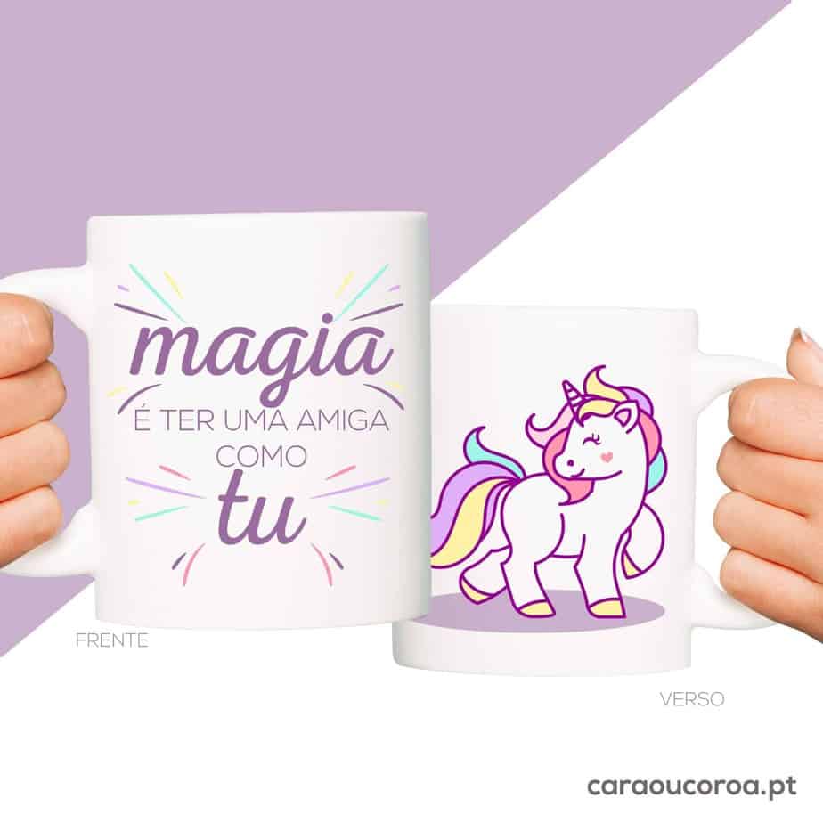 Caneca "Amiga Mágica" com Unicórnio - caraoucoroa.pt