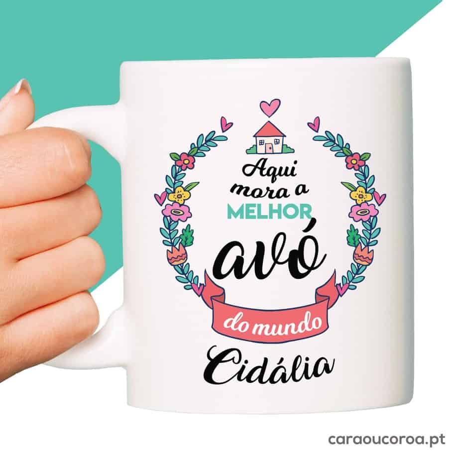 Caneca "Aqui Moram os Melhores Avós do Mundo" - caraoucoroa.pt