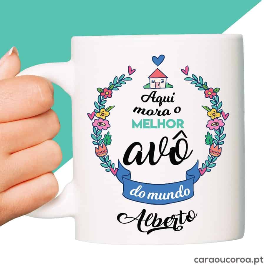 Caneca "Aqui Moram os Melhores Avós do Mundo" - caraoucoroa.pt