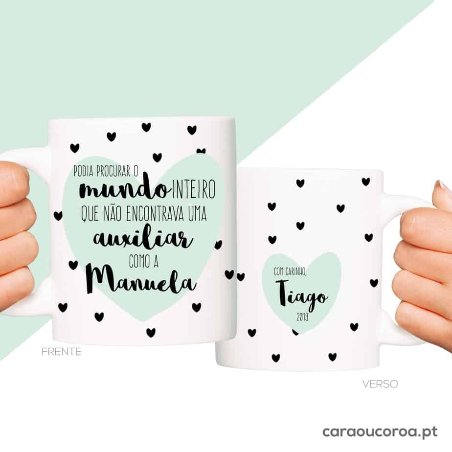 Caneca "Auxiliar com Nome" - caraoucoroa.pt