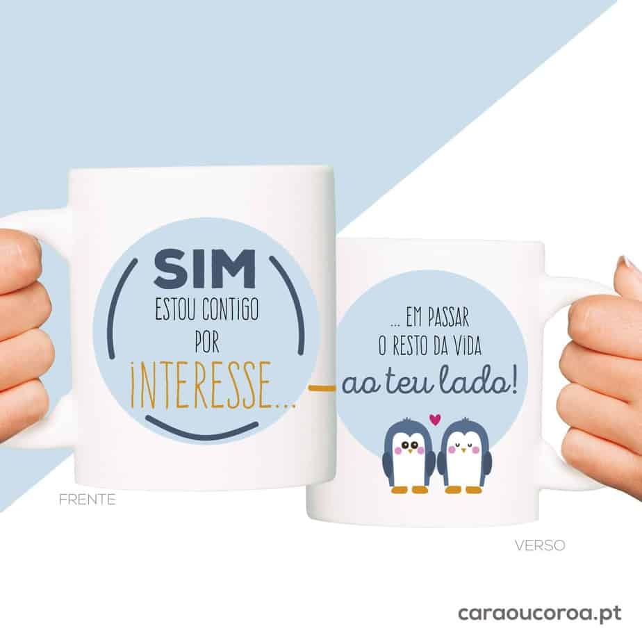 Caneca "Interesse Pinguins" - caraoucoroa.pt