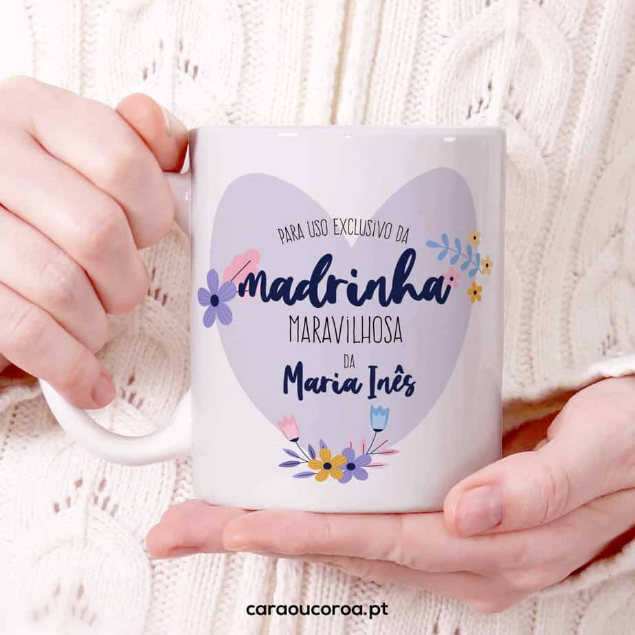 Caneca "Madrinha Maravilhosa" com Nome - caraoucoroa.pt