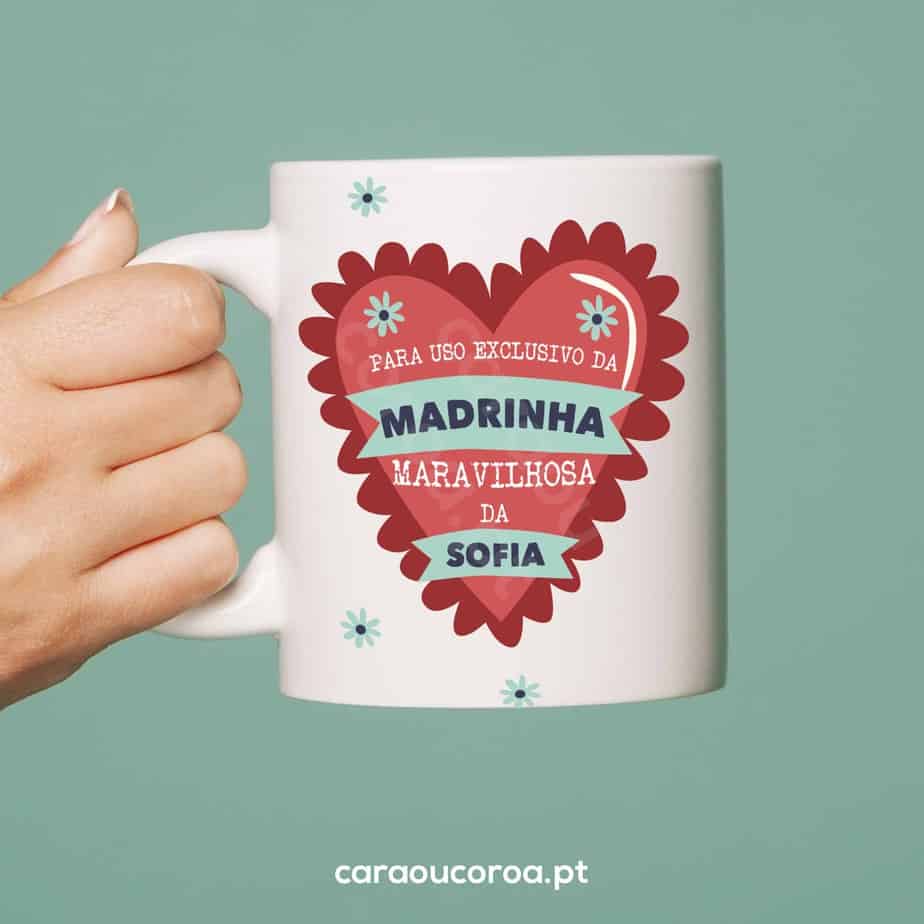 Caneca "Madrinha Maravilhosa" com Nome - caraoucoroa.pt