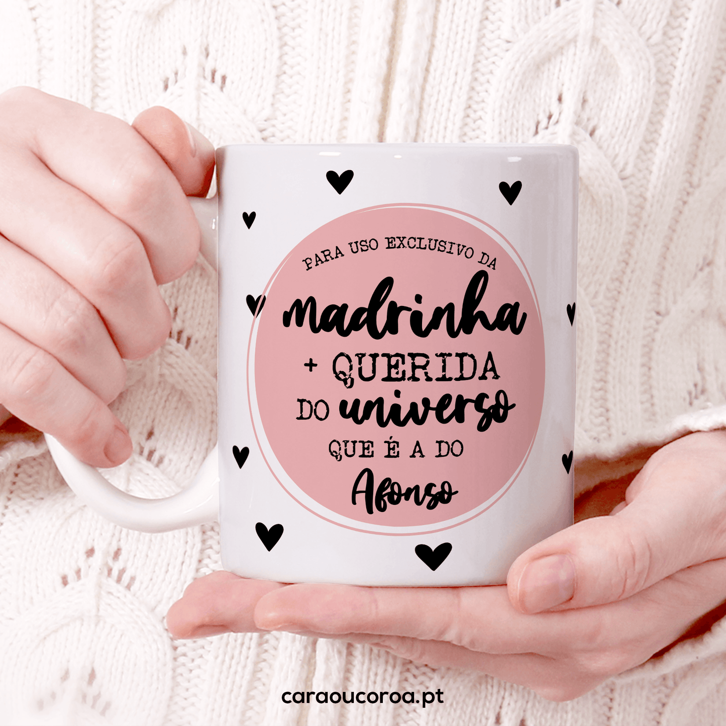 Caneca "Madrinha + Querida" com Nome - caraoucoroa.pt