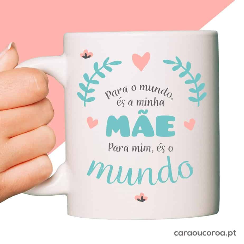 Caneca "Mãe, para mim, és o mundo!" - caraoucoroa.pt