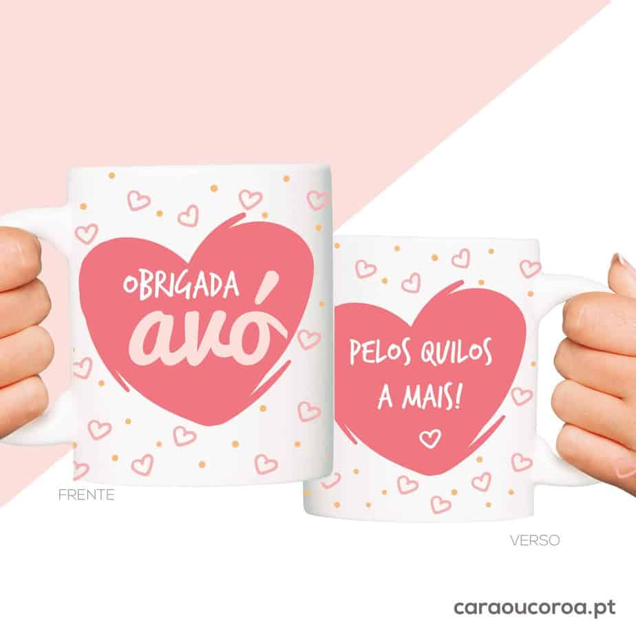 Caneca "Obrigada, Avó, pelos kg a mais!" - caraoucoroa.pt