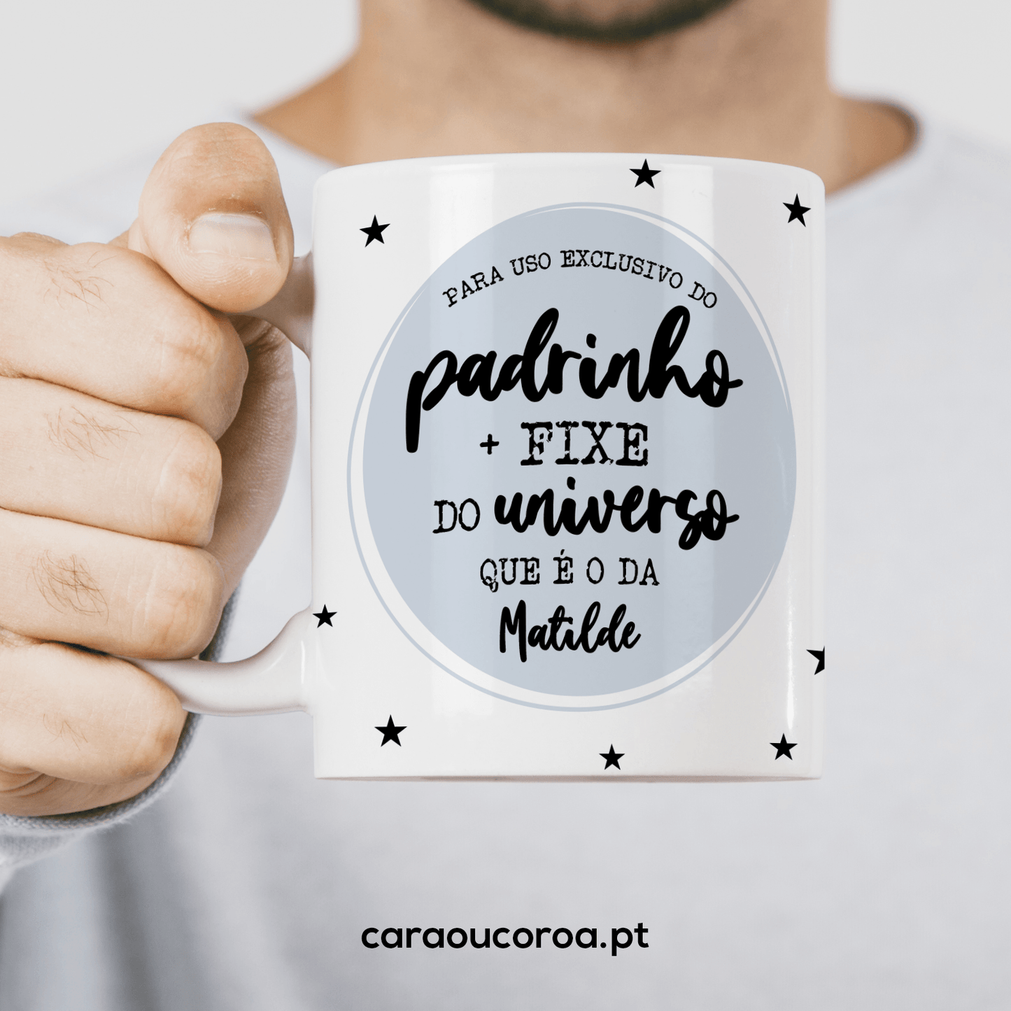 Caneca "Padrinho + Fixe" com Nome - caraoucoroa.pt