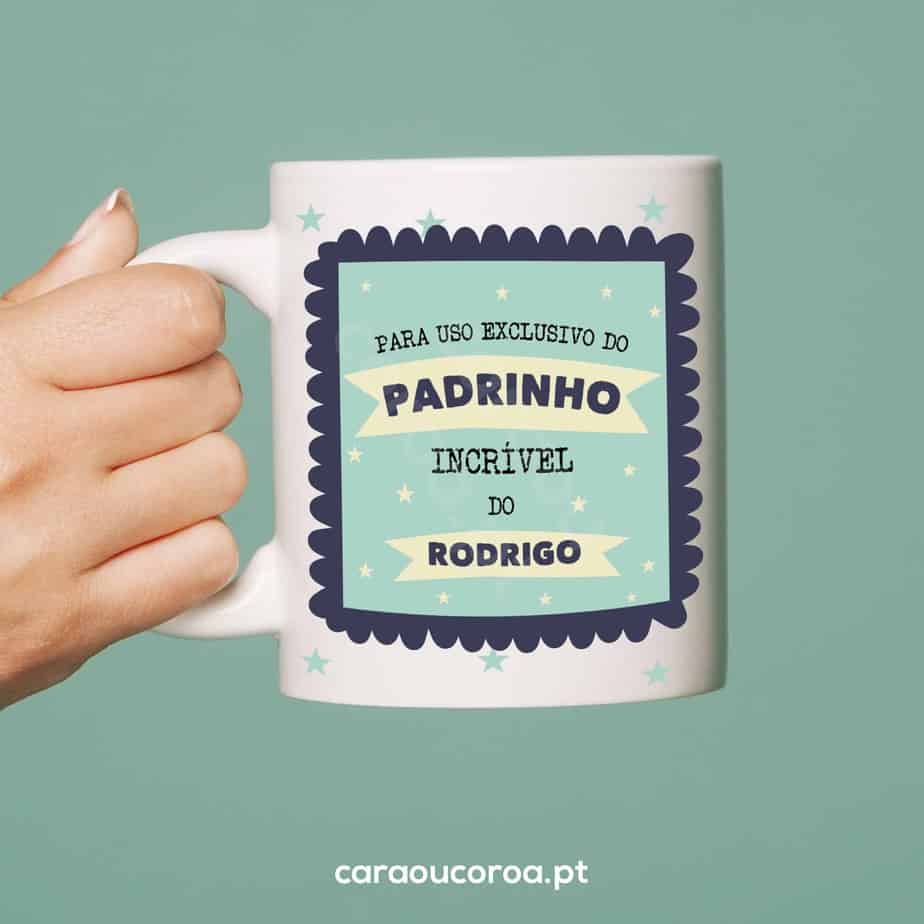 Caneca "Padrinho Incrível" com Nome - caraoucoroa.pt