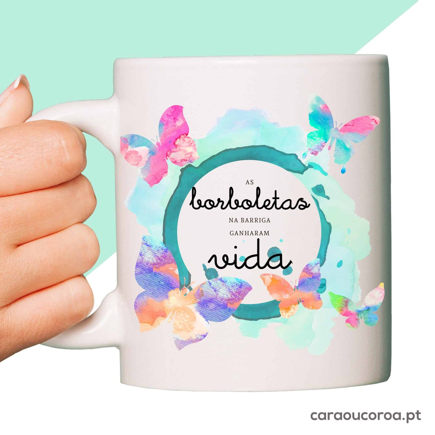 Caneca para Grávida "Borboletas na Barriga" - caraoucoroa.pt