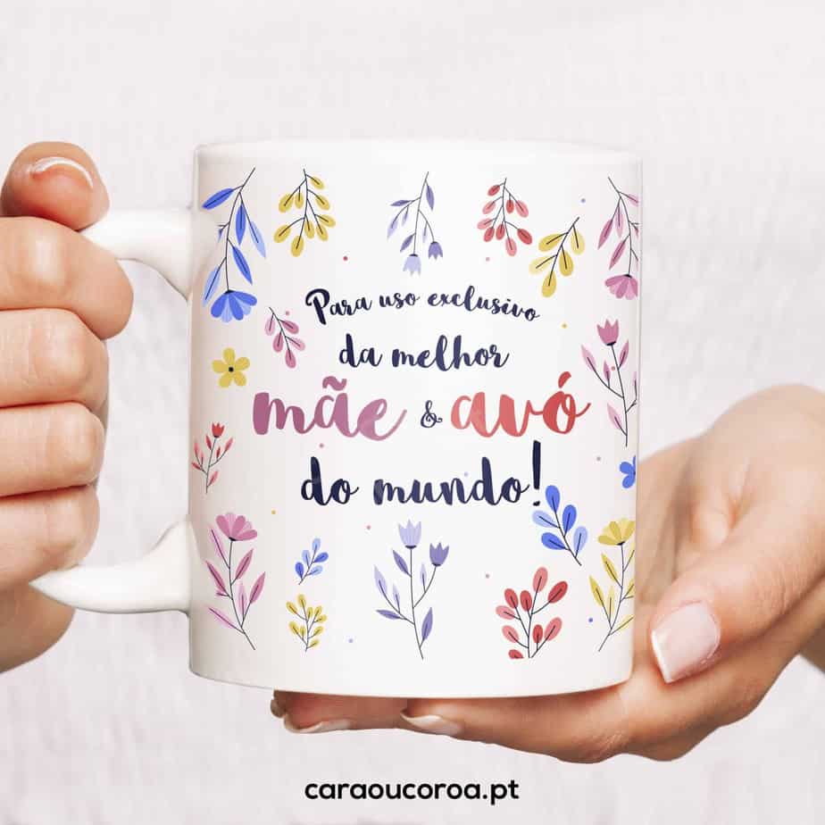 Caneca "Para uso Exclusivo da Melhor Mãe e Avó" - caraoucoroa.pt