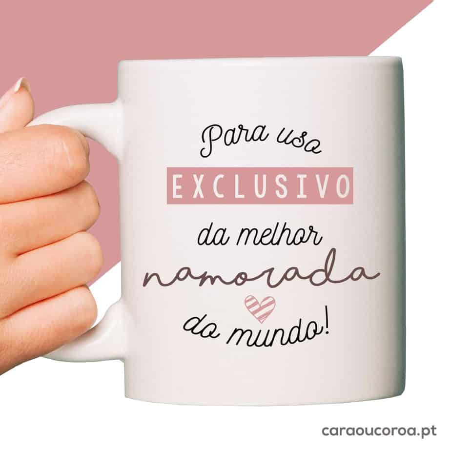 Caneca "Para Uso Exclusivo da Melhor Namorada do Mundo" - caraoucoroa.pt