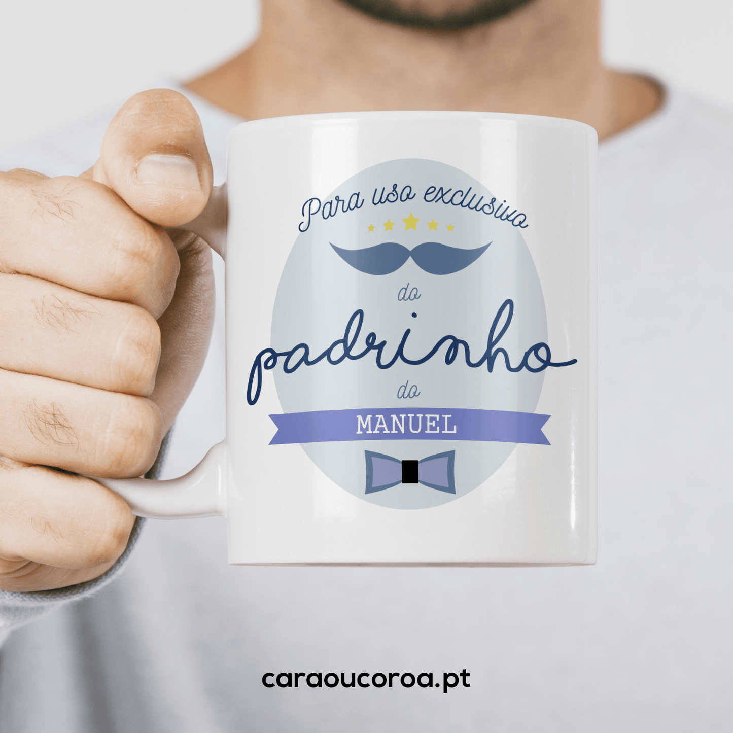 Caneca "Para Uso Exclusivo do Padrinho" com Nome - caraoucoroa.pt