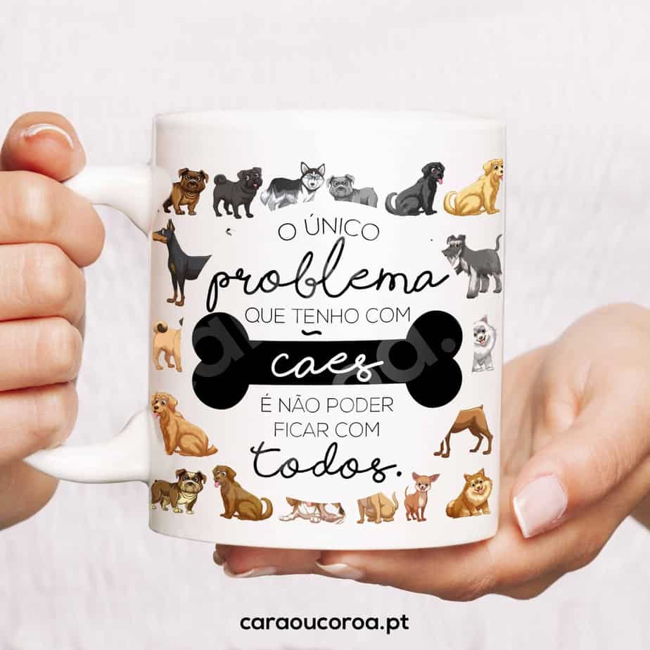 Caneca "Problema Com Cães" - caraoucoroa.pt