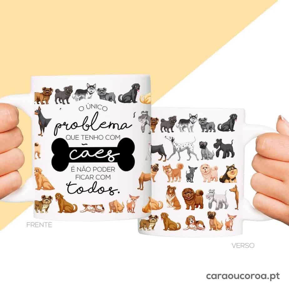 Caneca "Problema Com Cães" - caraoucoroa.pt