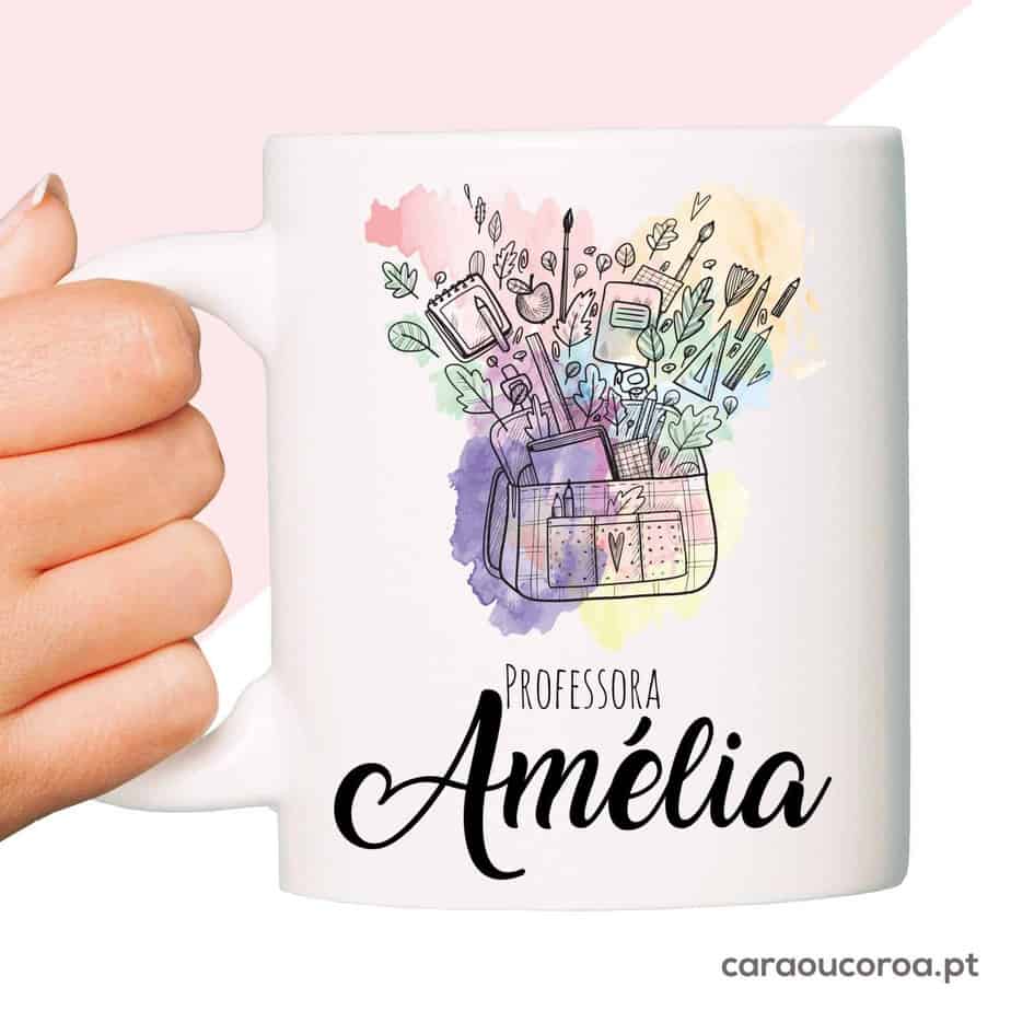 Caneca "Professora com Nome" - caraoucoroa.pt