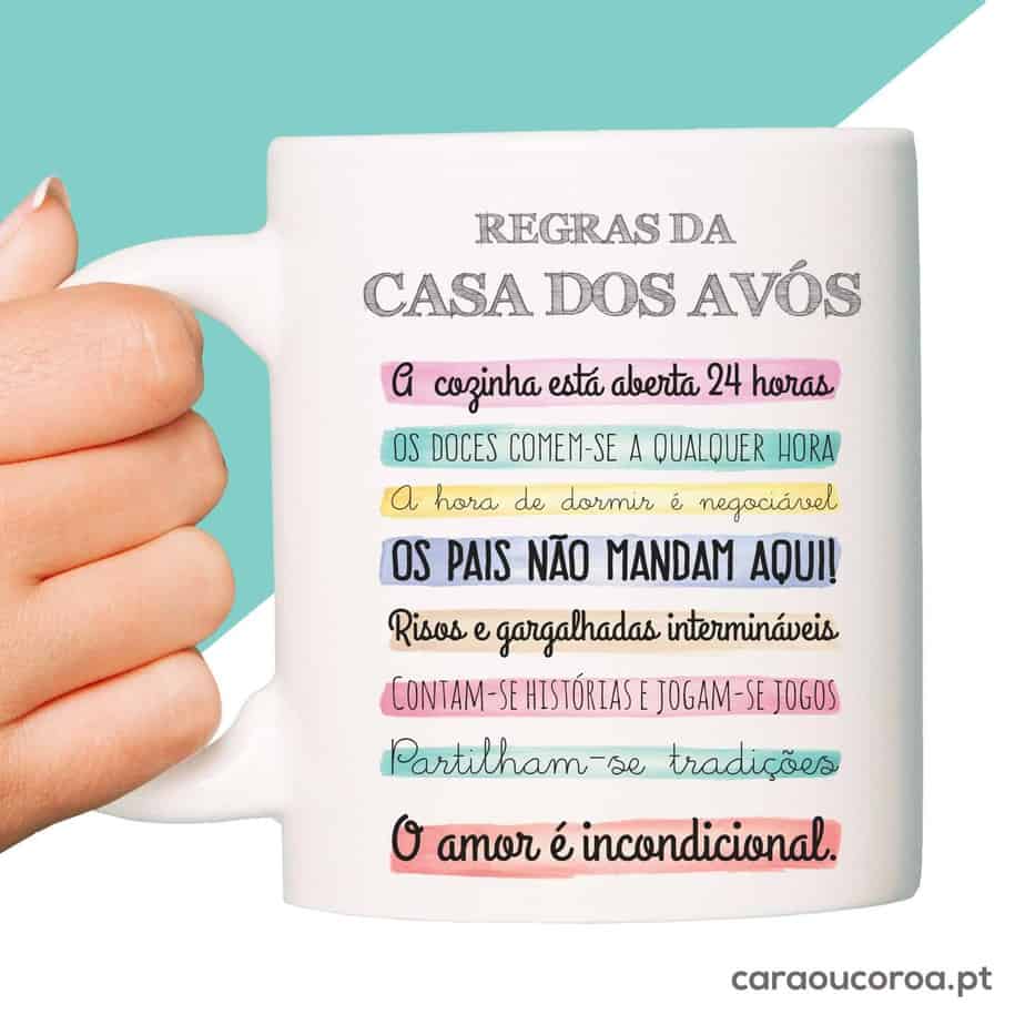 Caneca "Regras da Casa dos Avós" - caraoucoroa.pt