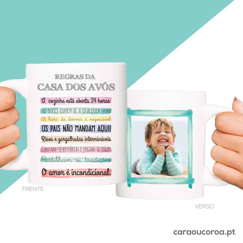 Caneca "Regras da Casa dos Avós" - caraoucoroa.pt