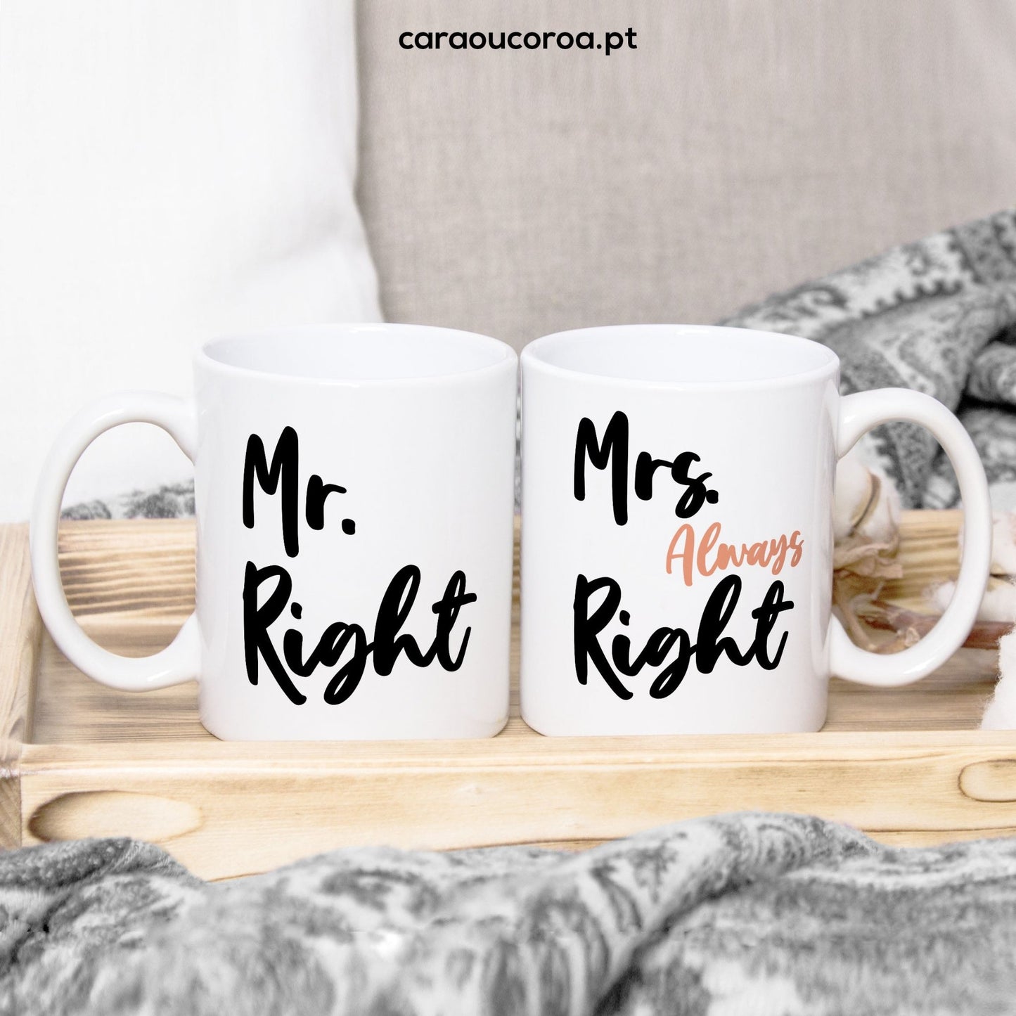 Conjunto 2 Canecas "Mr & Mrs Right" - caraoucoroa.pt