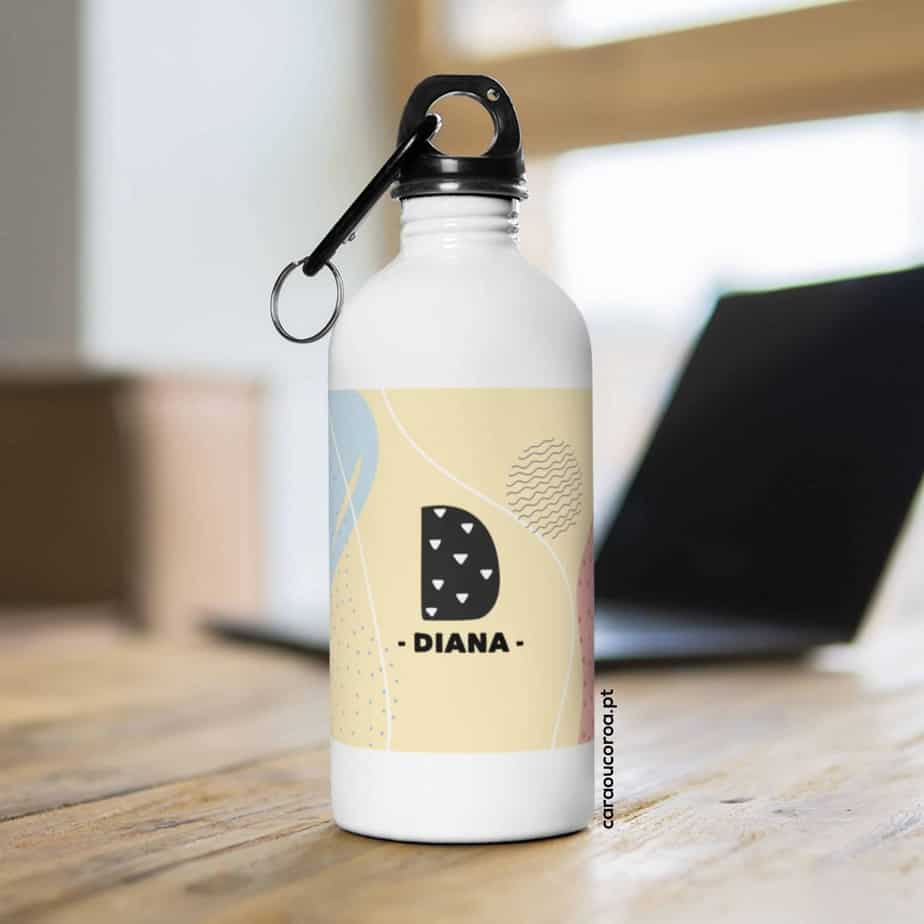 Garrafa Alumínio "Pastel Memphis" com Inicial e Nome - caraoucoroa.pt