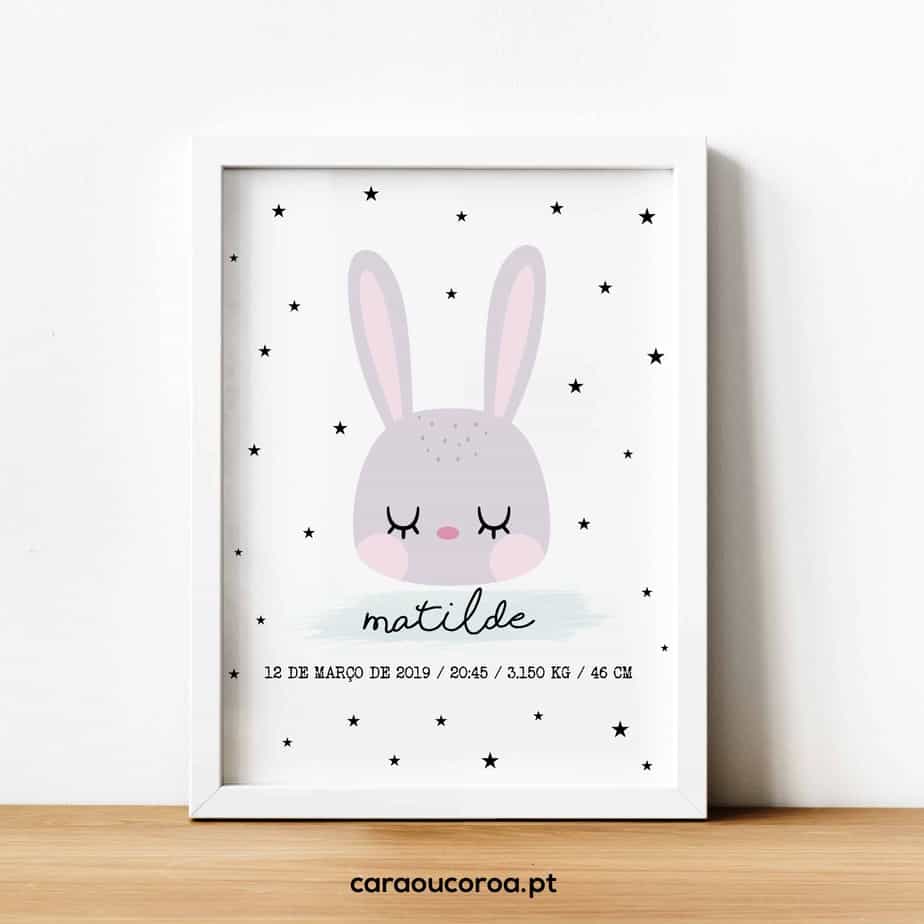 Quadro Nascimento Menina Little Bunny - caraoucoroa.pt