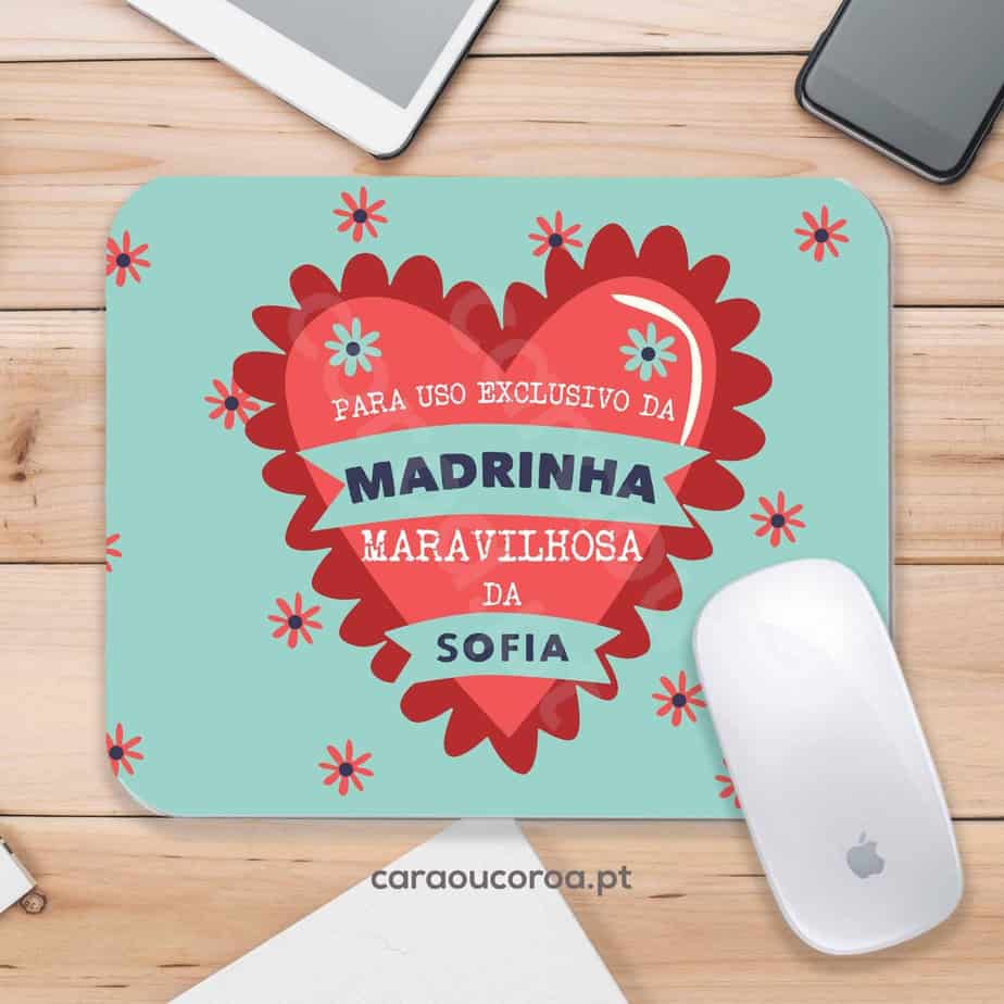Tapete de Rato "Madrinha Maravilhosa" com Nome - caraoucoroa.pt
