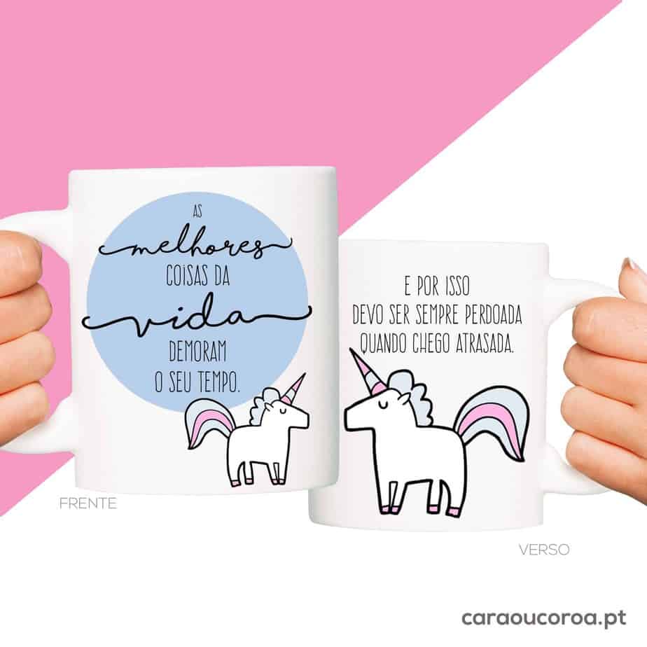Caneca "As melhores coisas da vida demoram o seu tempo" - caraoucoroa.pt