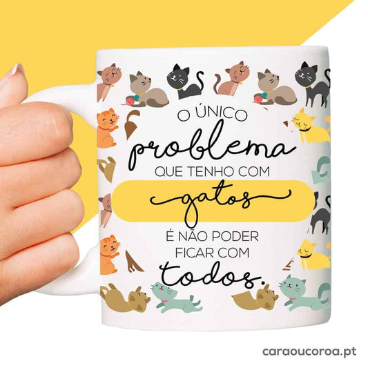 Caneca "Problema Com Gatos" - caraoucoroa.pt