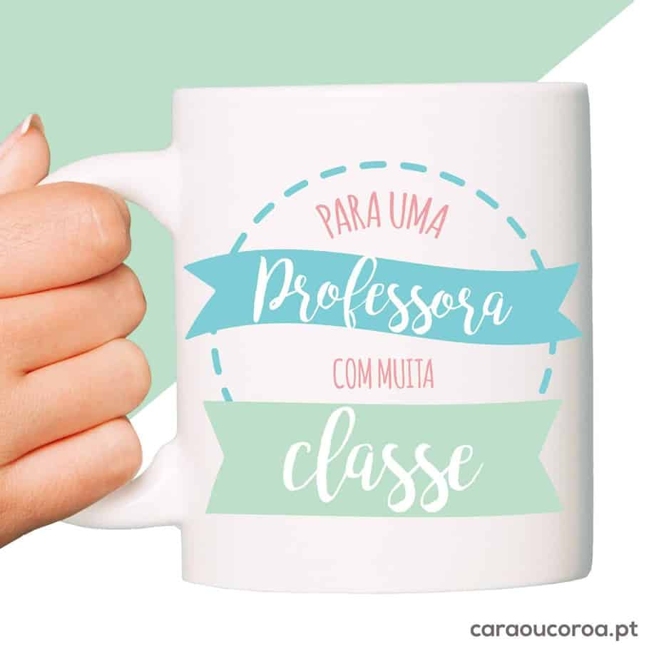 Caneca "Professora com Classe" - caraoucoroa.pt