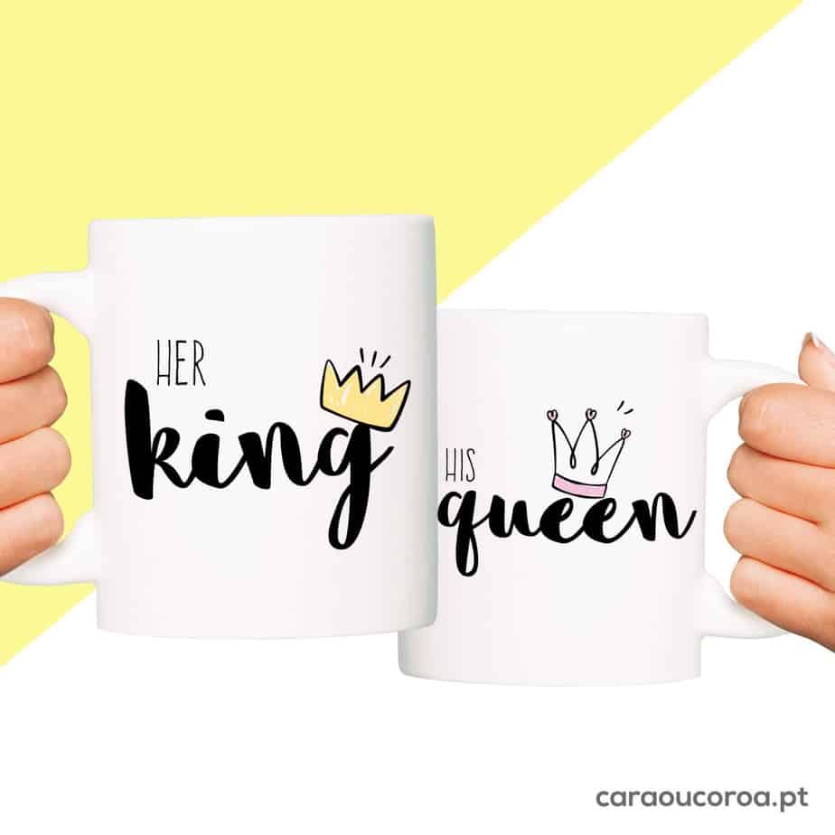 Conjunto 2 Canecas "Her King & His Queen" - caraoucoroa.pt