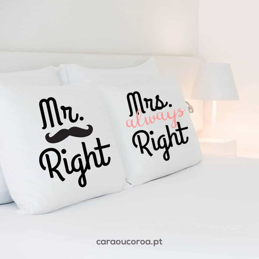 Conjunto Almofadas "Mr & Mrs Right" - caraoucoroa.pt