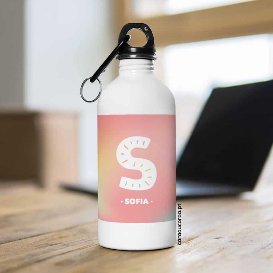 Garrafa Alumínio "Pink Gradient" com Inicial e Nome - caraoucoroa.pt