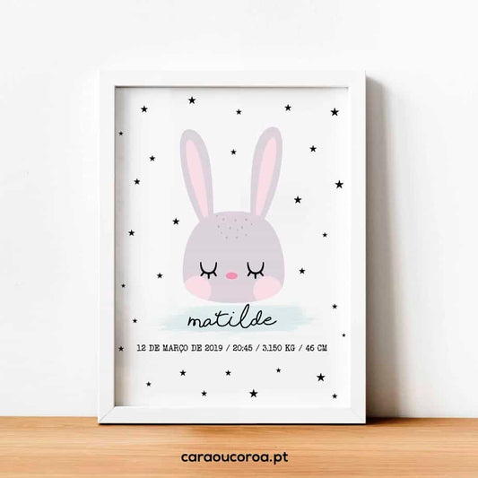 Quadro Nascimento Menina Little Bunny - caraoucoroa.pt